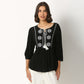 Embroidered Viscose V-Neck Top