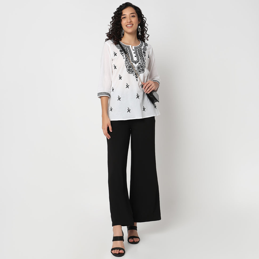 Round Neck Embroidered Top