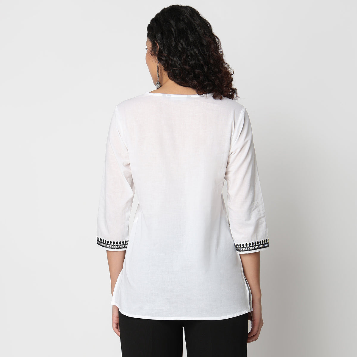 Round Neck Embroidered Top