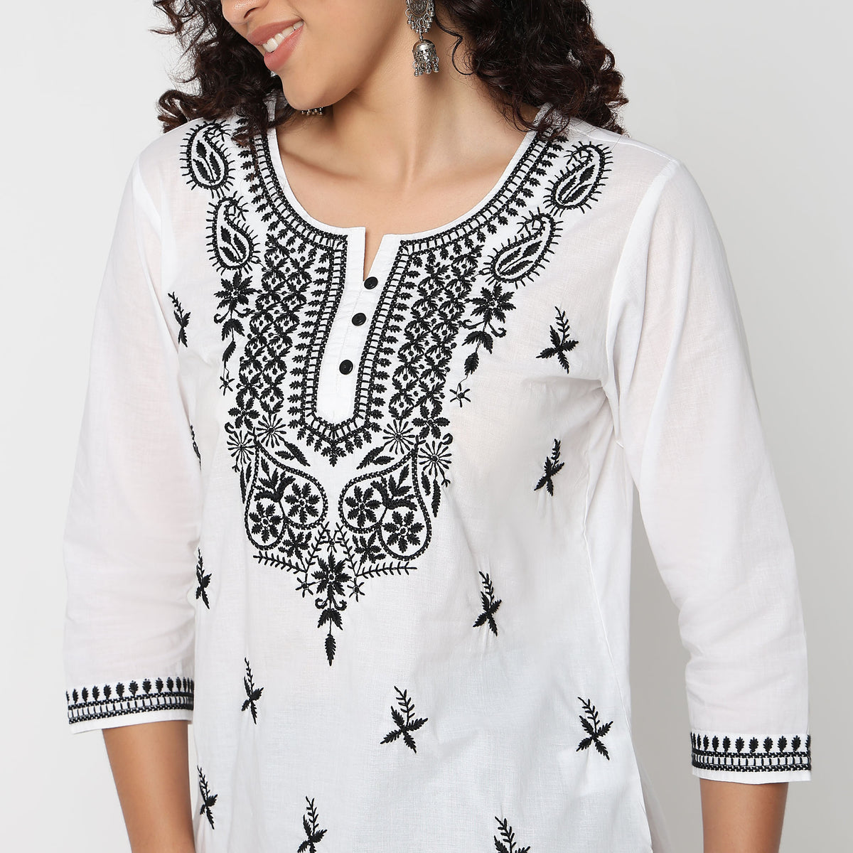 Round Neck Embroidered Top