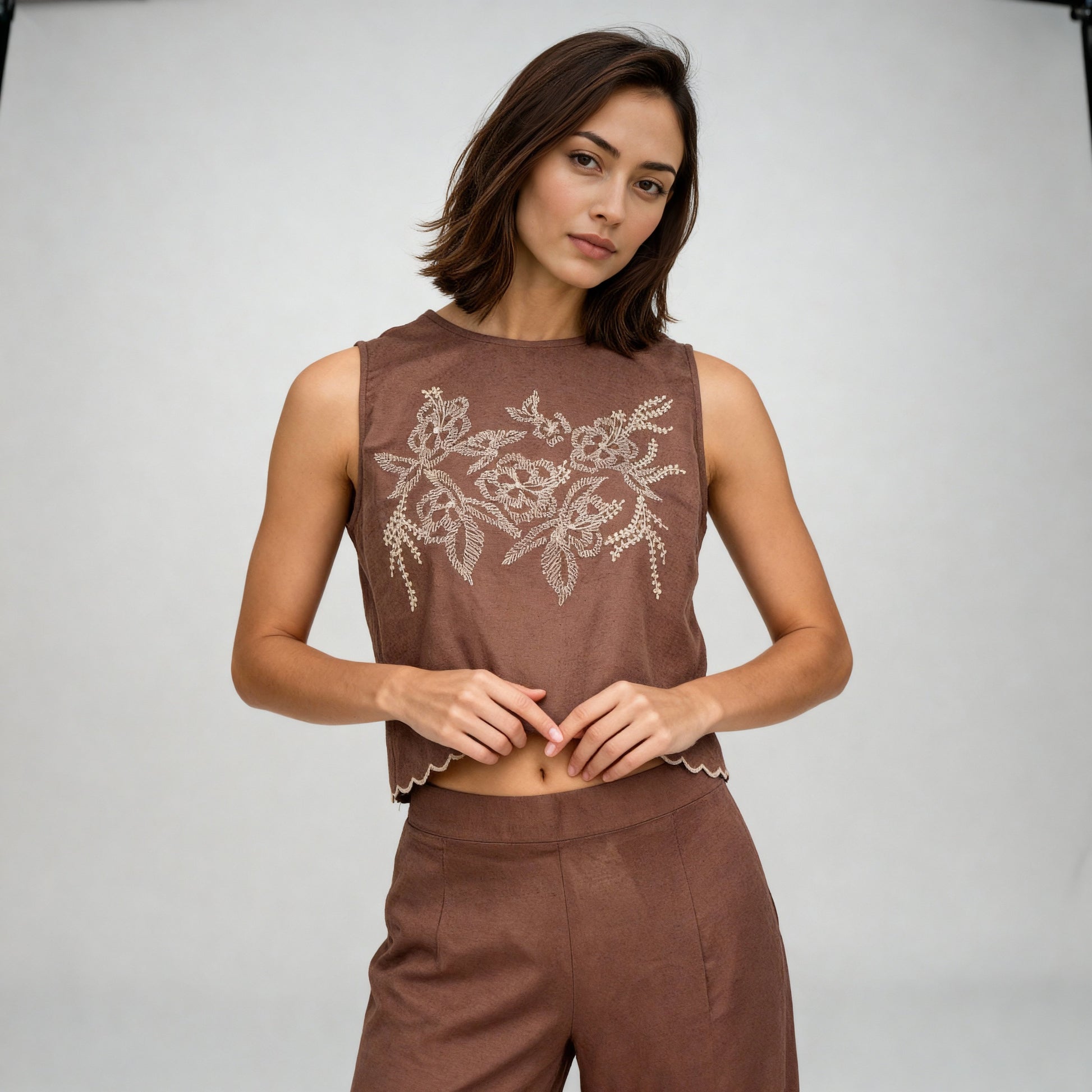 Sleeveless Embroidered Top