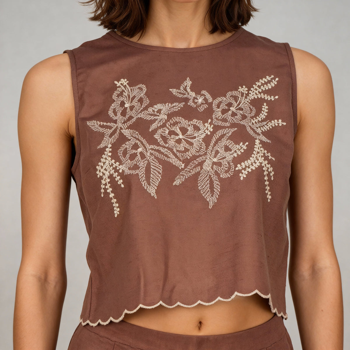 Sleeveless Embroidered Top