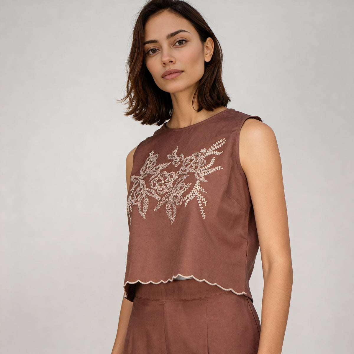 Sleeveless Embroidered Top