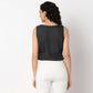 Woven Solid V-Neck Sleeveless Top