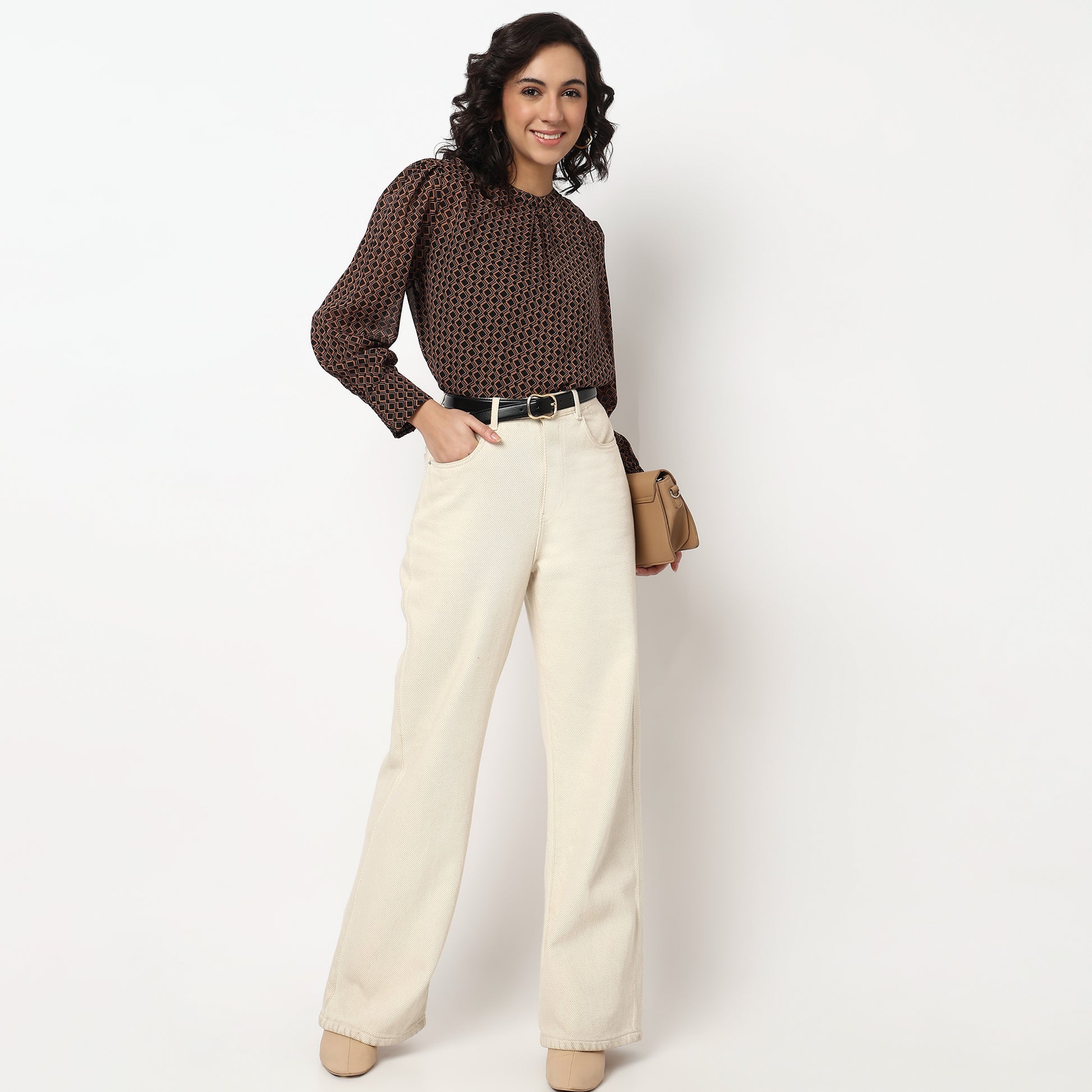 Buy Women Regular Fit Printed Full Sleeve Top  - Style Union