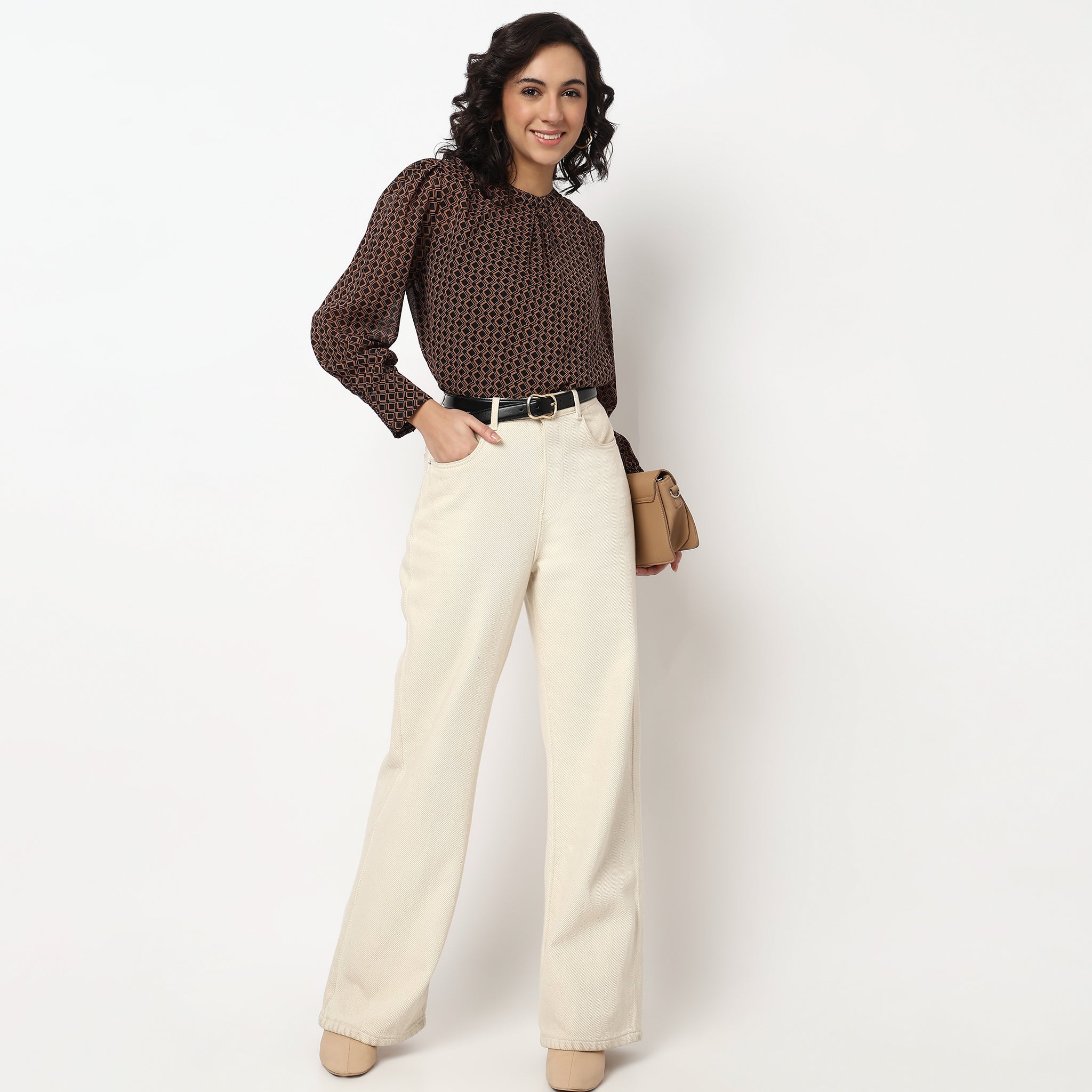 Buy Women Regular Fit Printed Full Sleeve Top  - Style Union