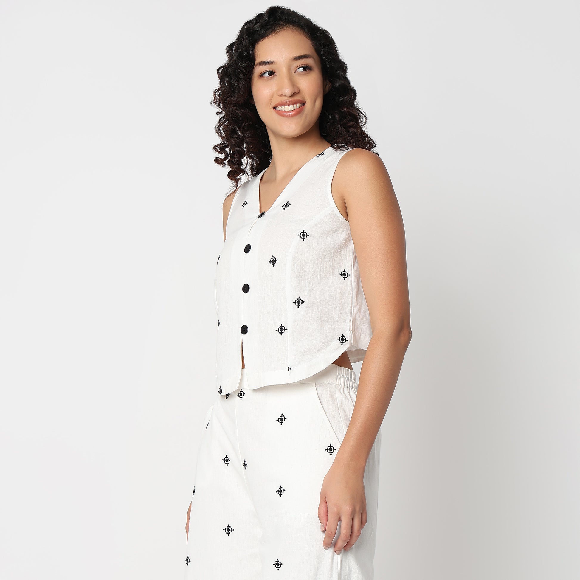 Embroidered Sleeveless Top