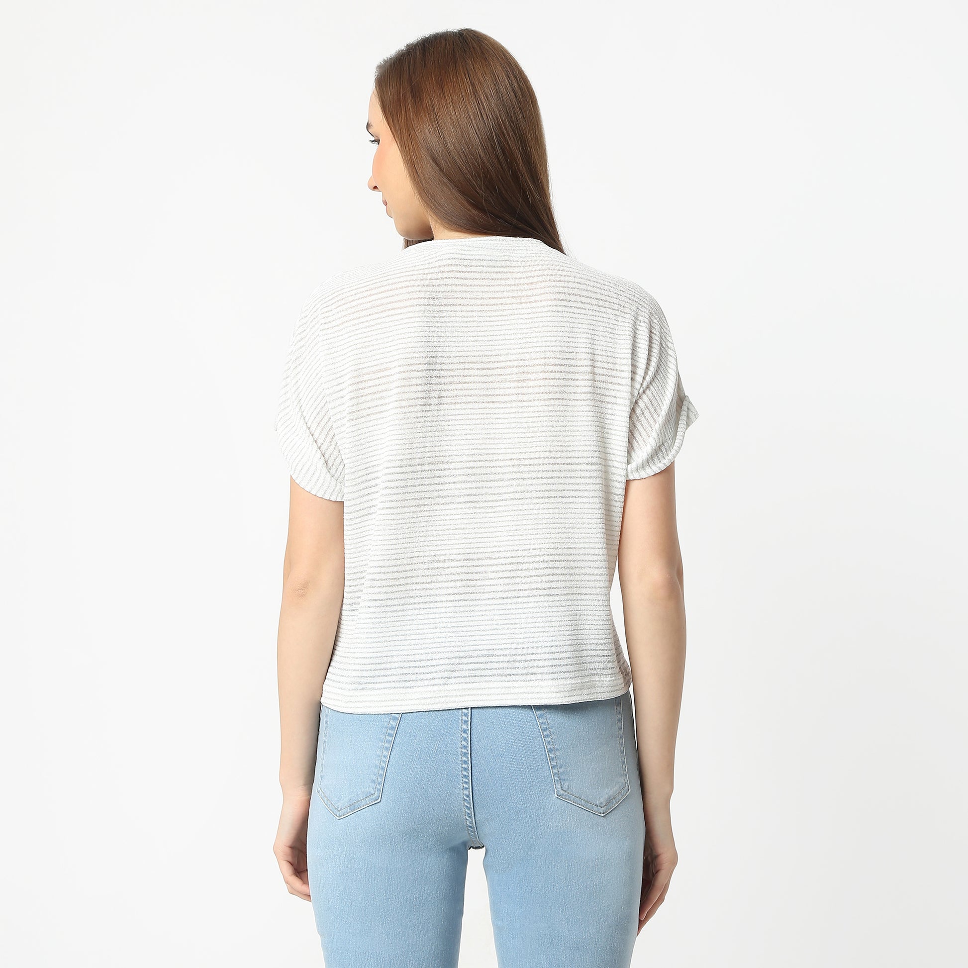 Regular Fit Solid Round Neck Regular Length Top