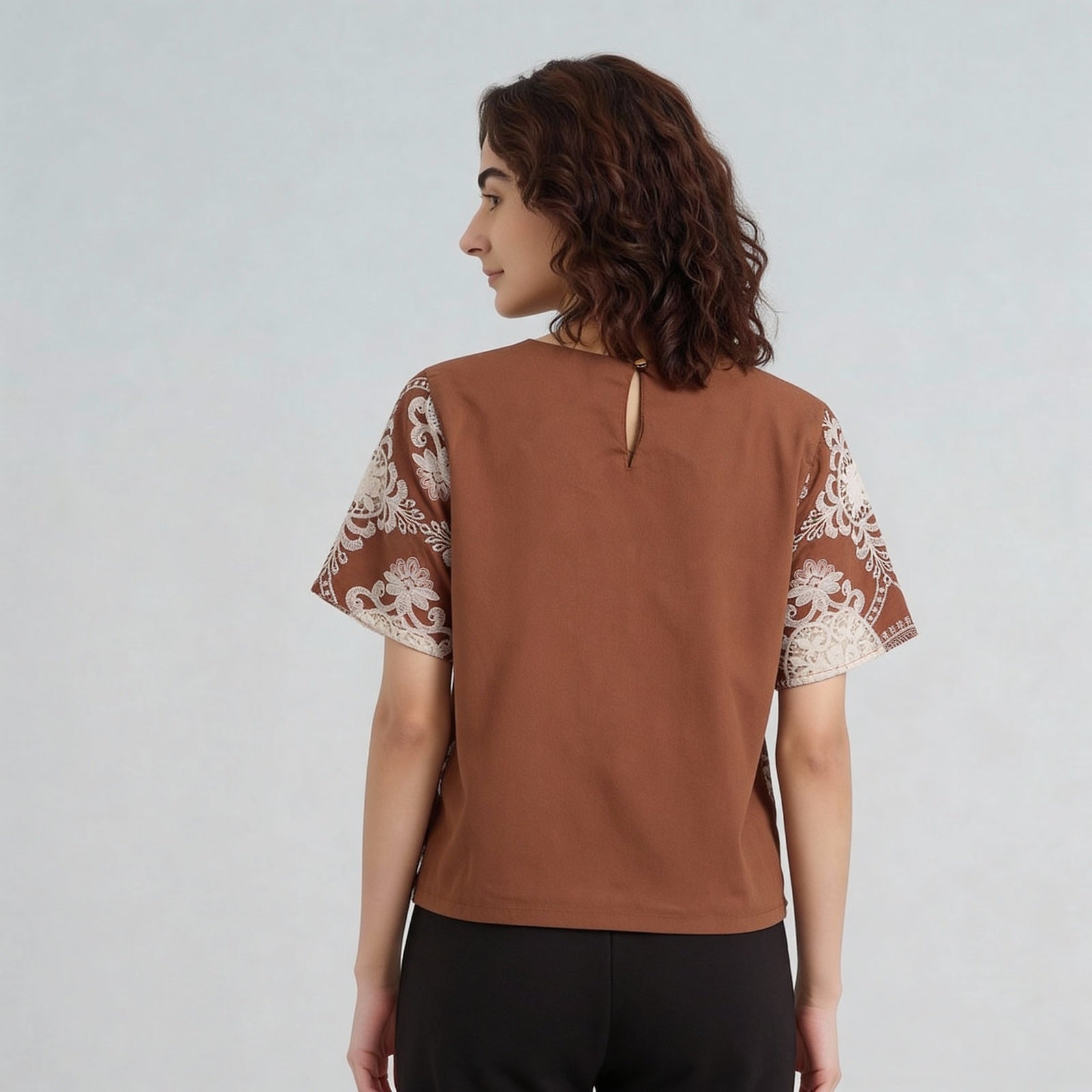Embroidered Short Sleeve Top
