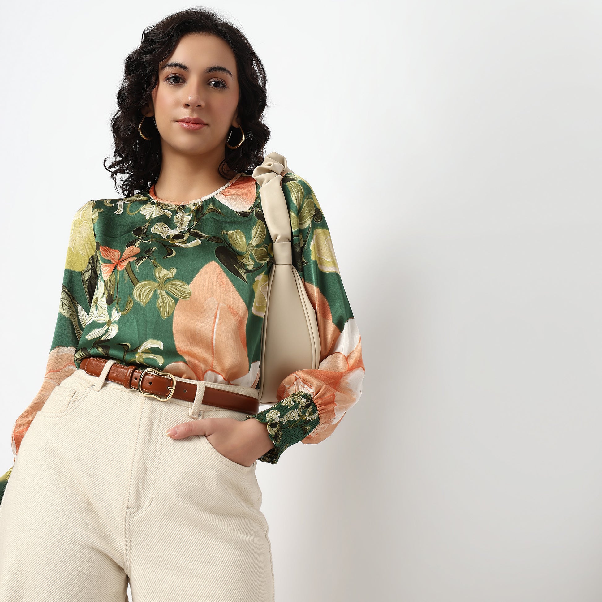 Buy Women Regular Fit Floral Full Sleeve Top  - Style Union