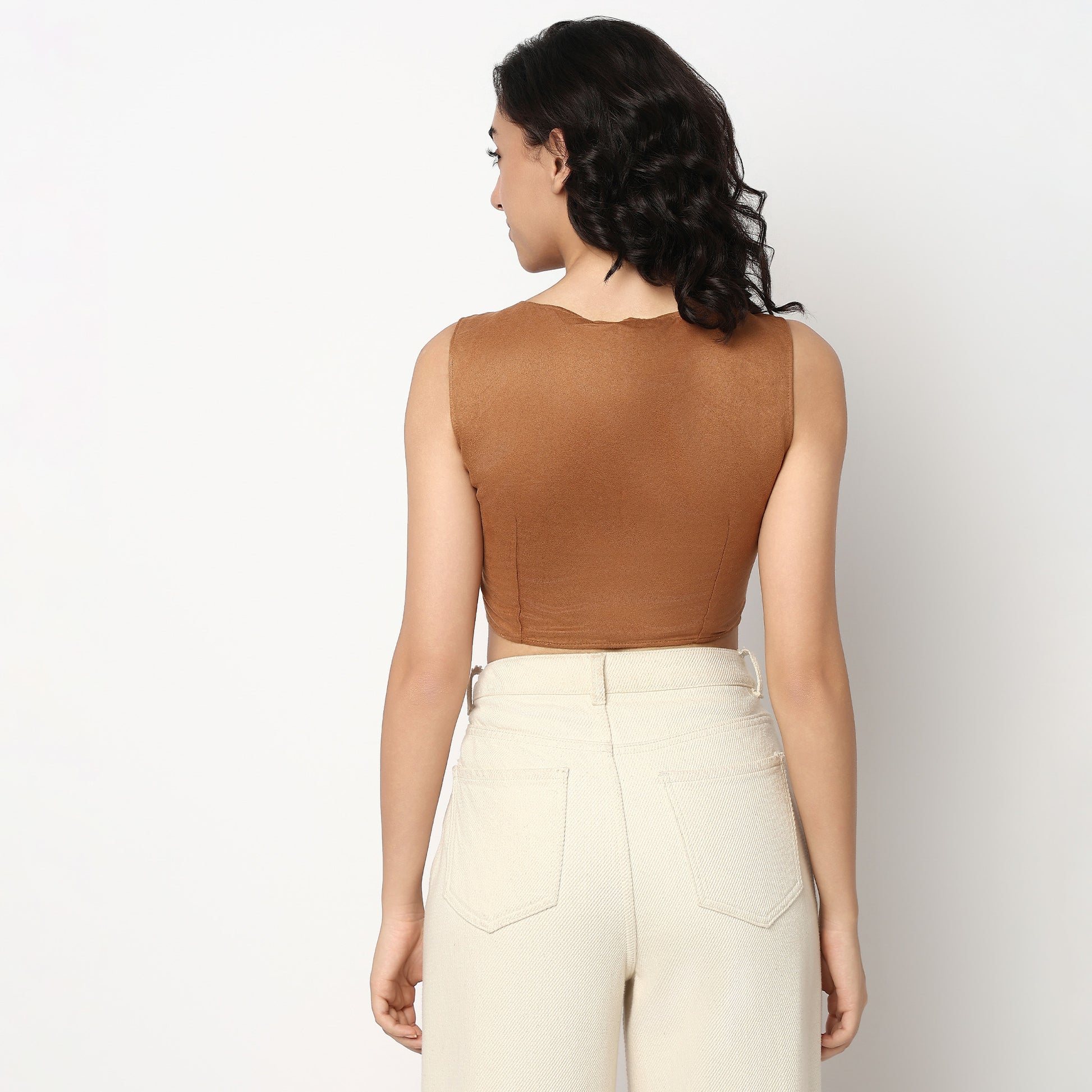 Buy Women Slim Fit Solid Sleeveless Top  - Style Union