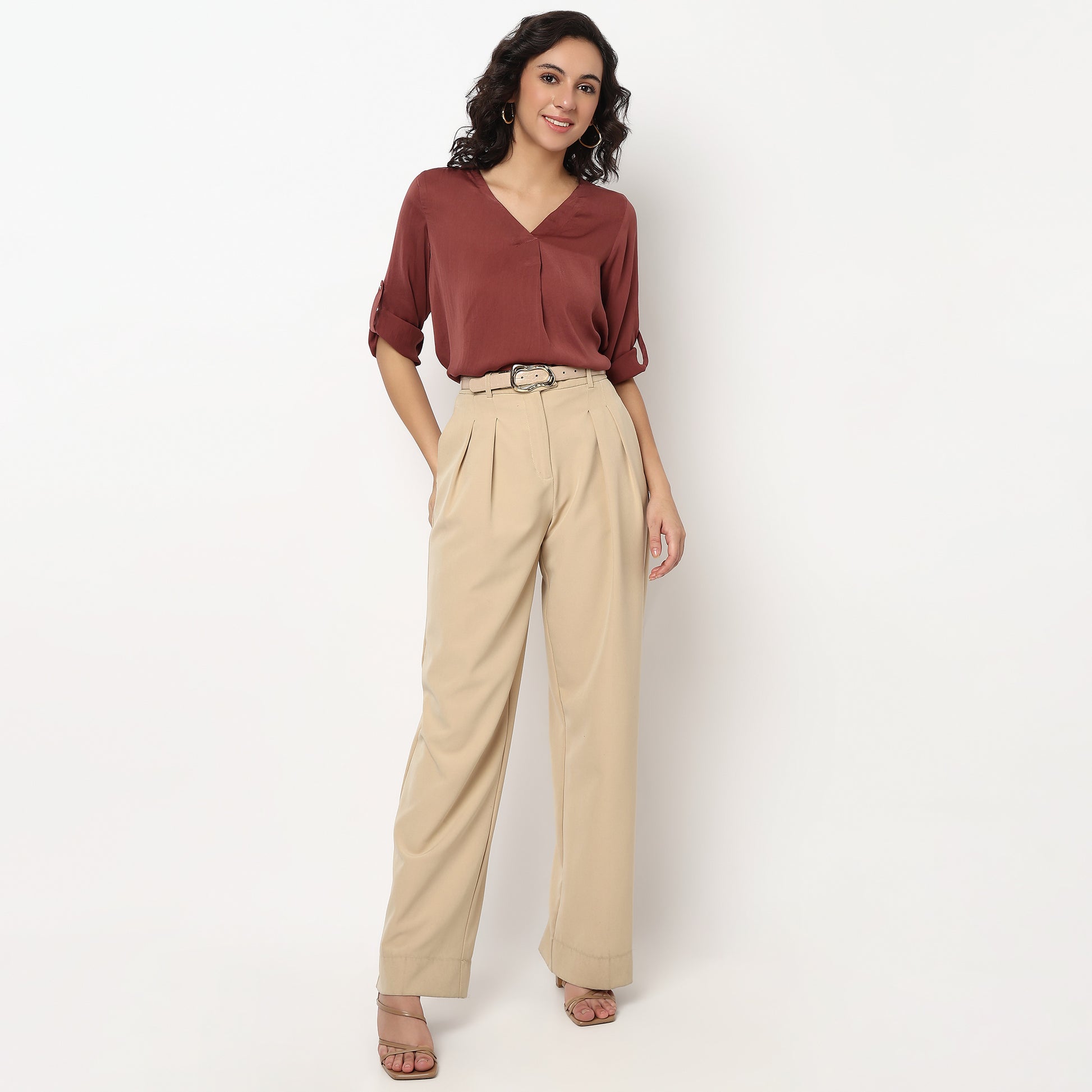 Buy Women Regular Fit Solid Full Sleeve Top  - Style Union