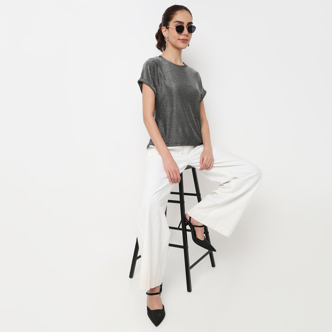 Structured Round Neck Top