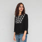 Viscose Embroidered Three-Fourth Sleeve Top