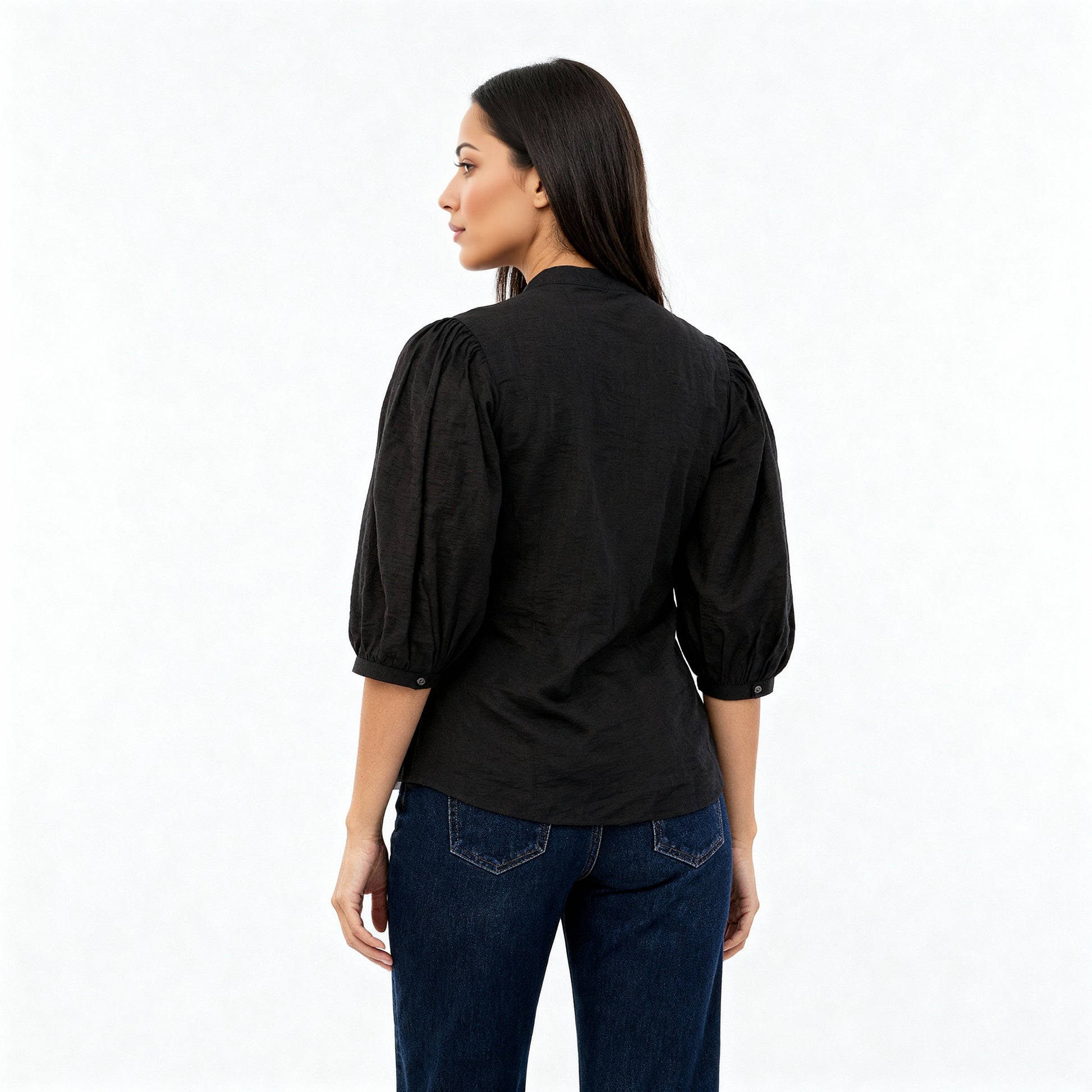 Embroidered Band Neck Top