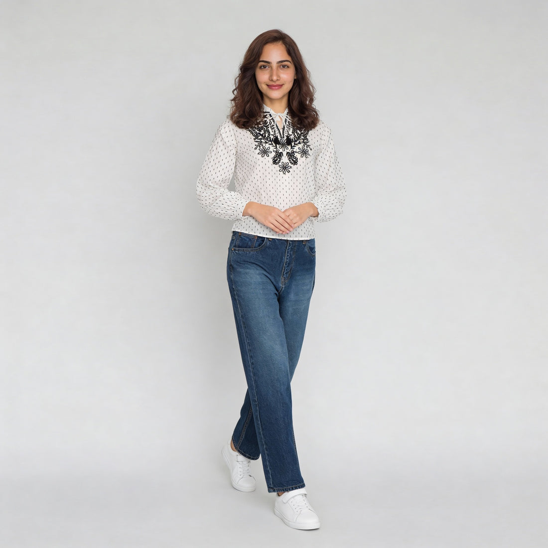 Embroidered Woven Top