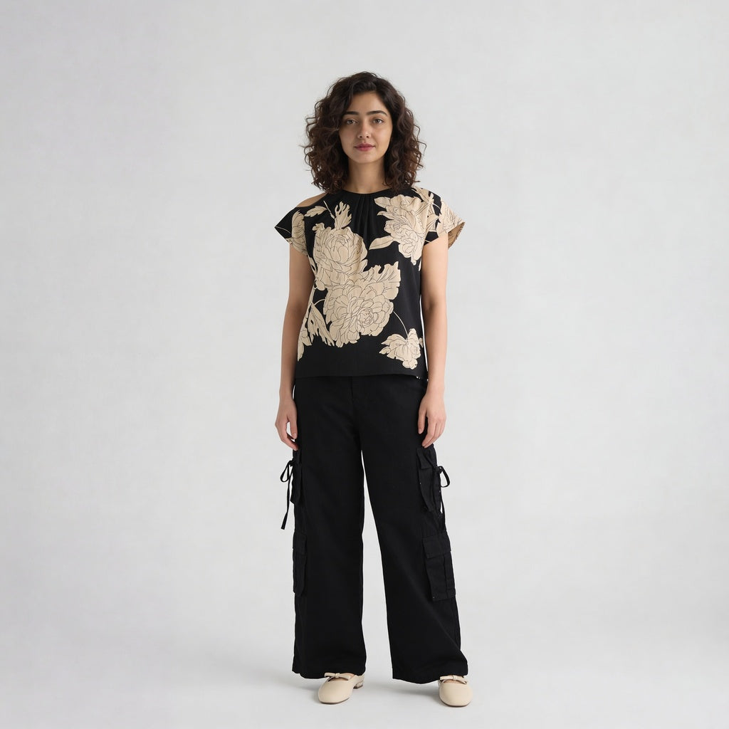 Printed Round Neck Top