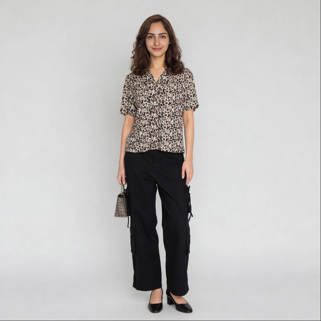 Printed V-Neck Top