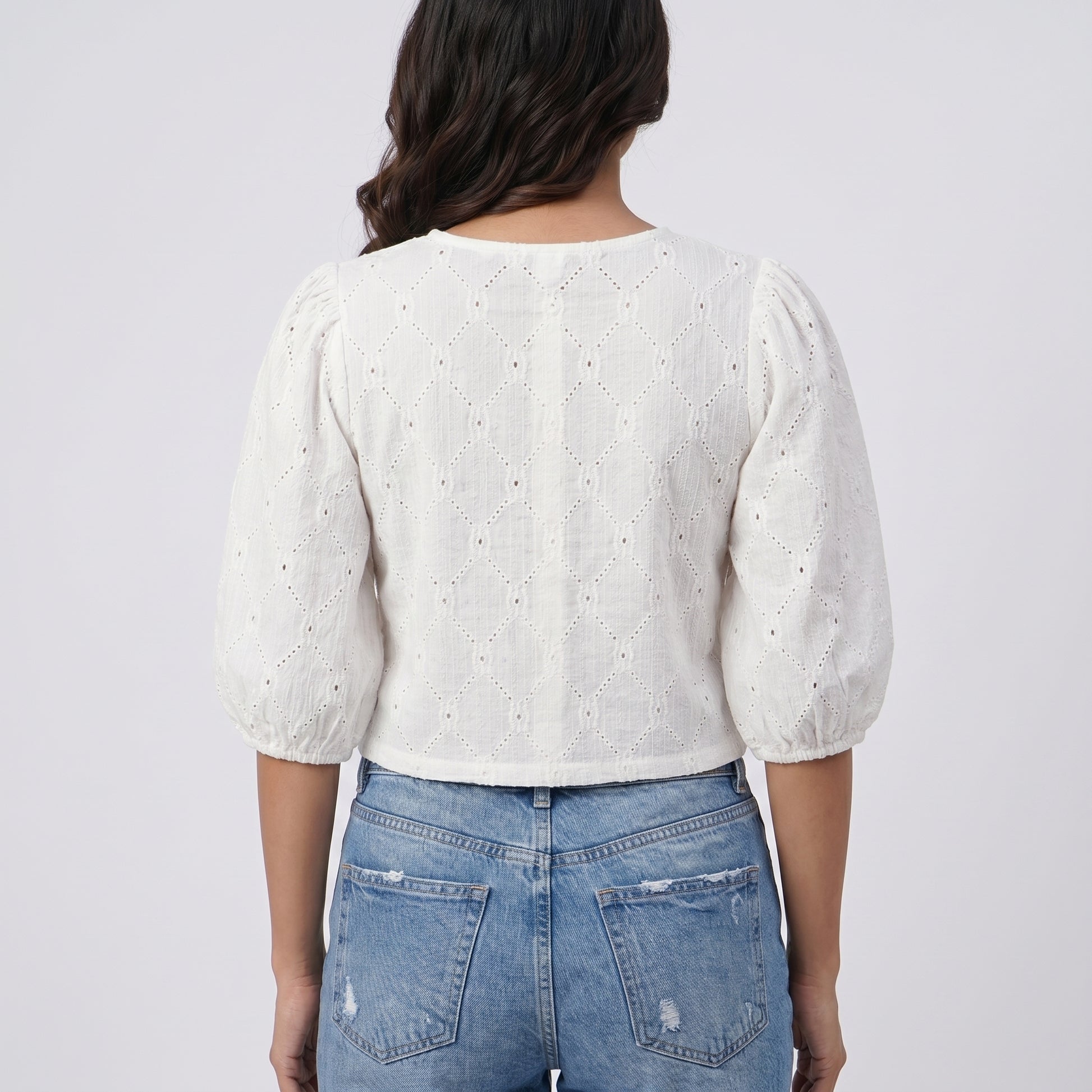 Embroidered Round Neck Top