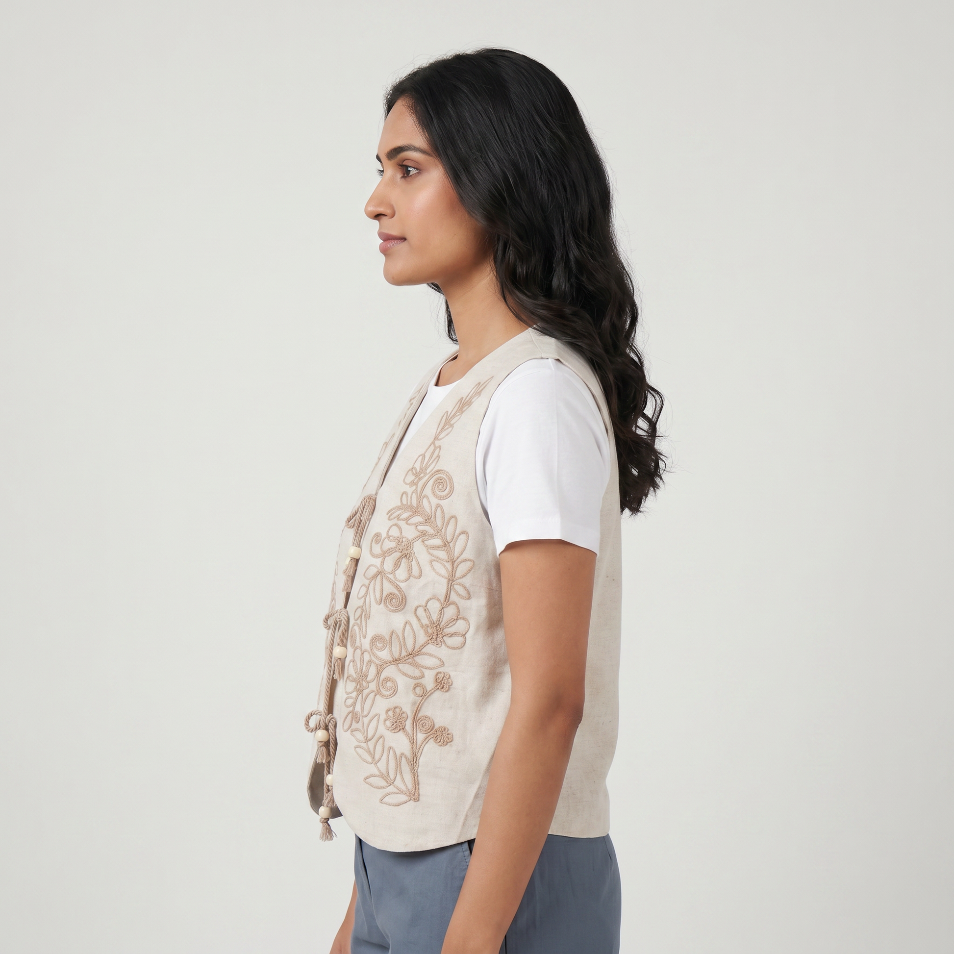 Cotton Embroidered V-Neck Top