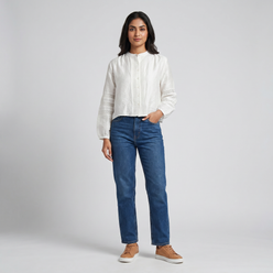 Woven Solid Full Sleeve Top