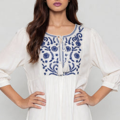 Woven Embroidered Top