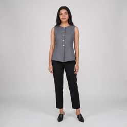 Woven Solid Slim Fit Top
