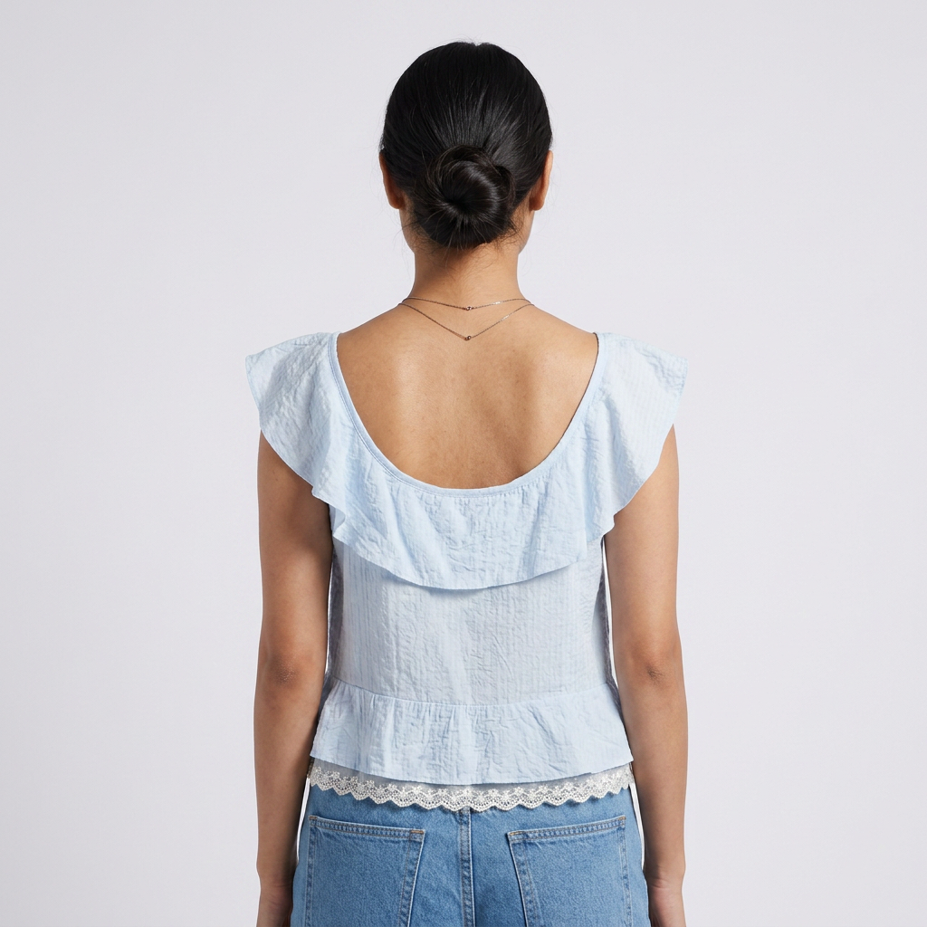 Solid Ruffel Neck Top