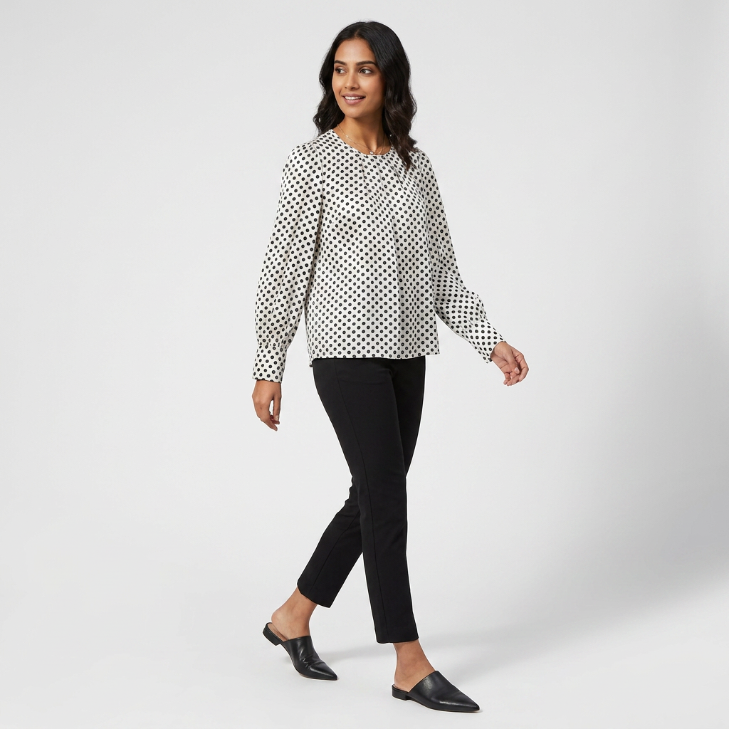 Polka Dot Round Neck Top
