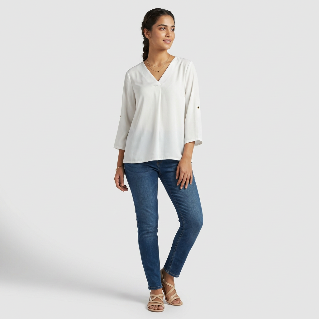 Solid V-Neck Top