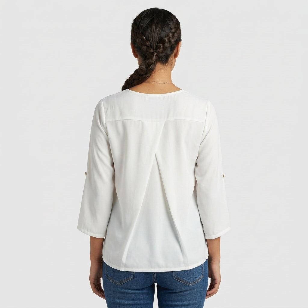 Solid V-Neck Top