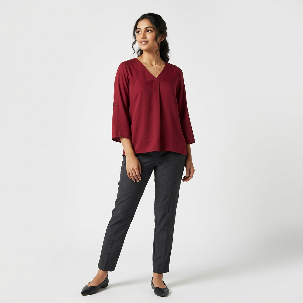 Solid V-Neck Top