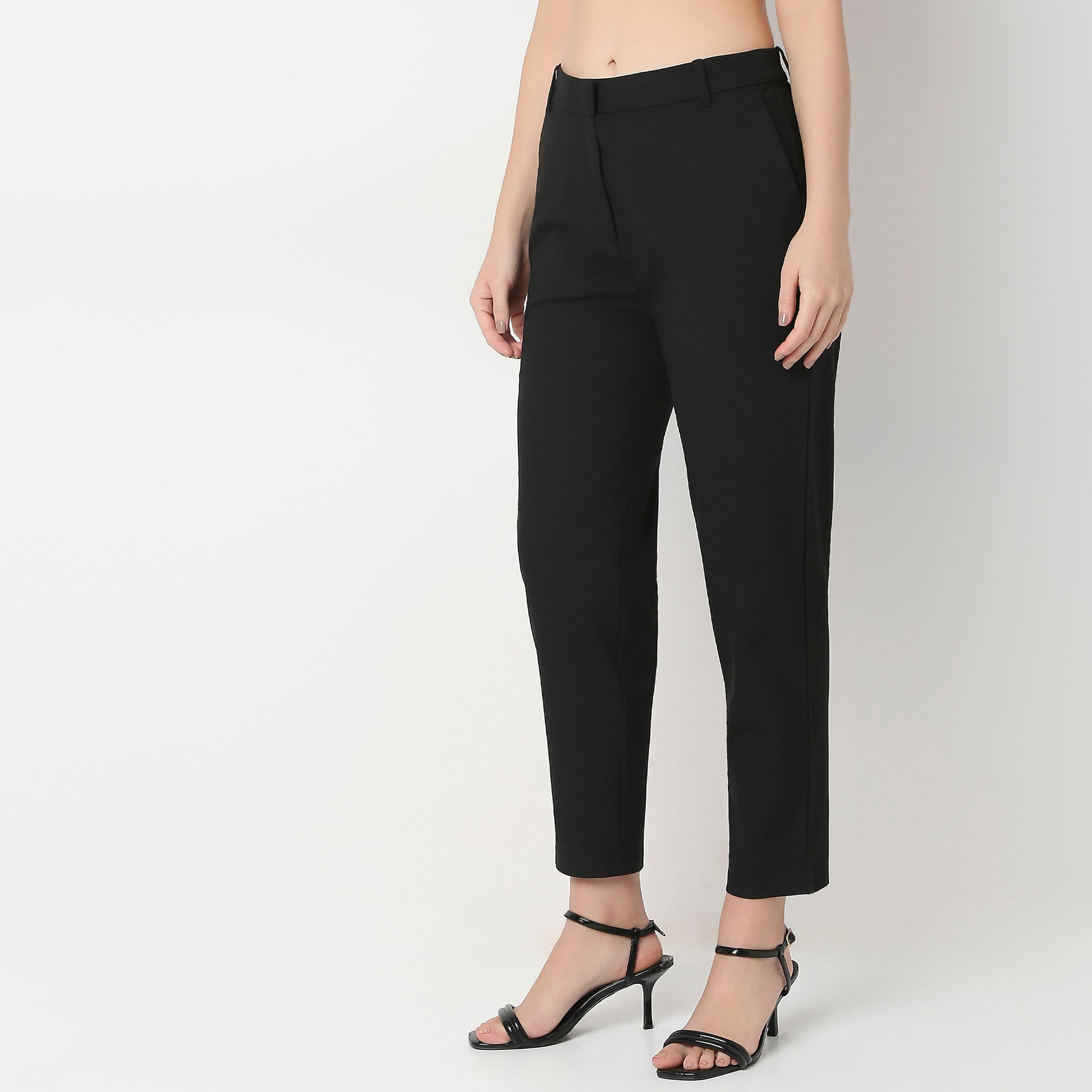 Slim Fit Solid Smart Casual Trousers