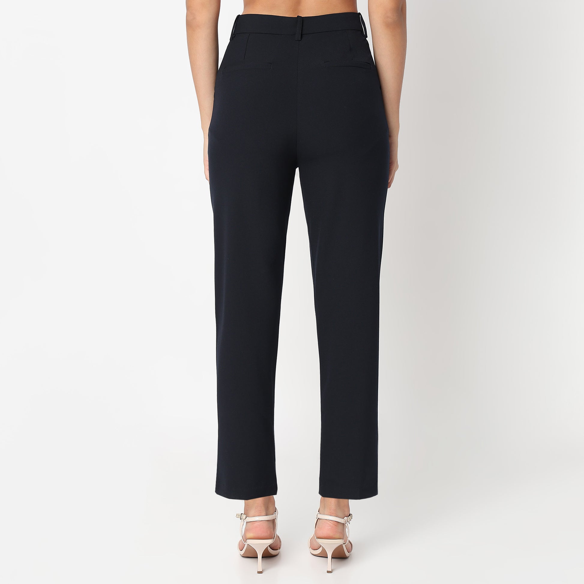 Slim Fit Solid Smart Casual Trousers