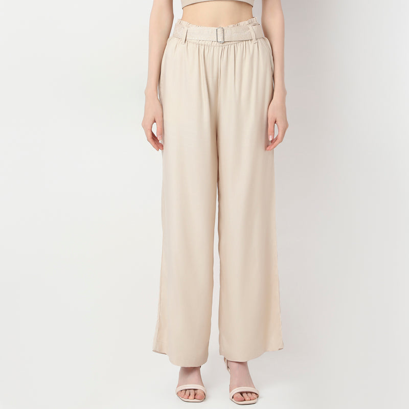 Solid Mid Rise Trousers