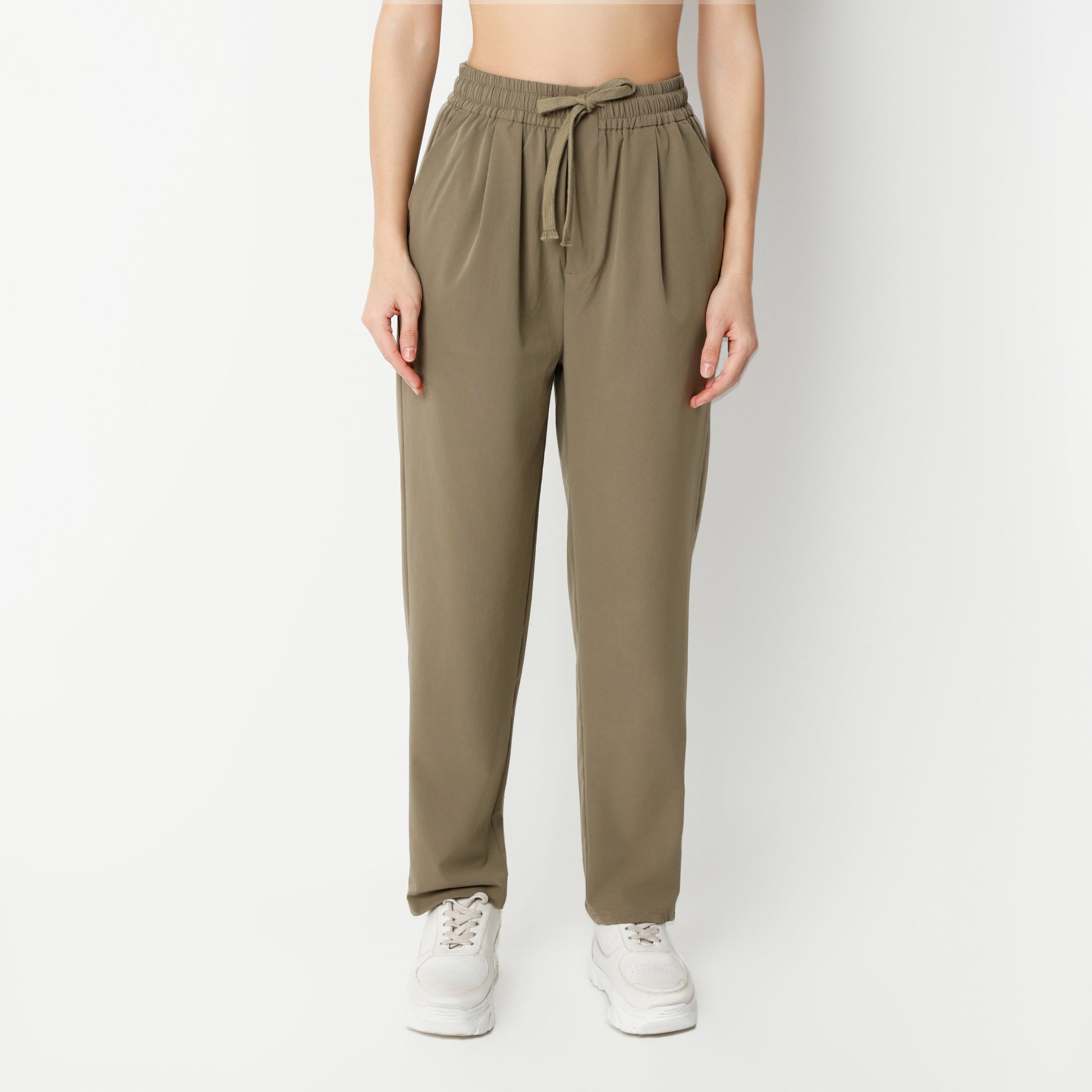 Regular Fit Solid Mid Rise Trousers