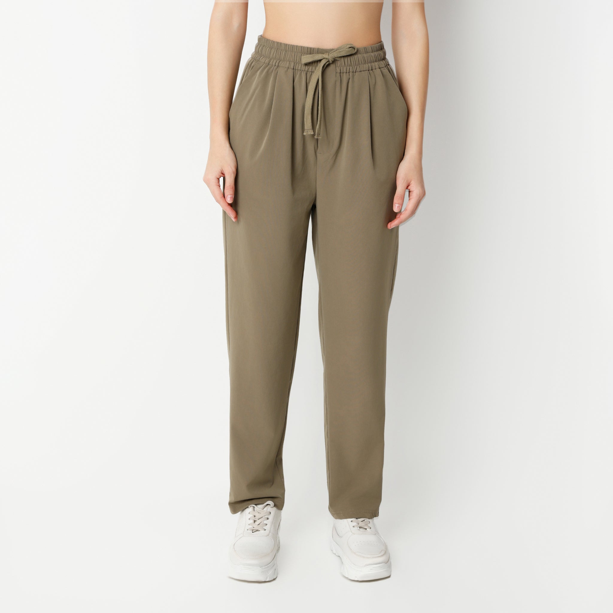 Regular Fit Solid Mid Rise Trousers