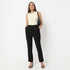 Regular Fit Solid Ankle Length Mid Rise Trousers