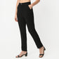 Regular Fit Solid Ankle Length Mid Rise Trousers