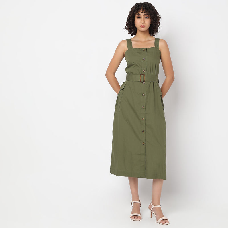 Regular Fit Solid Dress