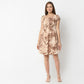Regular Fit Printed Square Neck Above Knee Dress