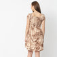 Regular Fit Printed Square Neck Above Knee Dress