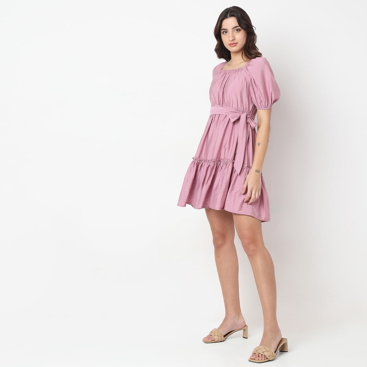 Flare Fit Solid Dress