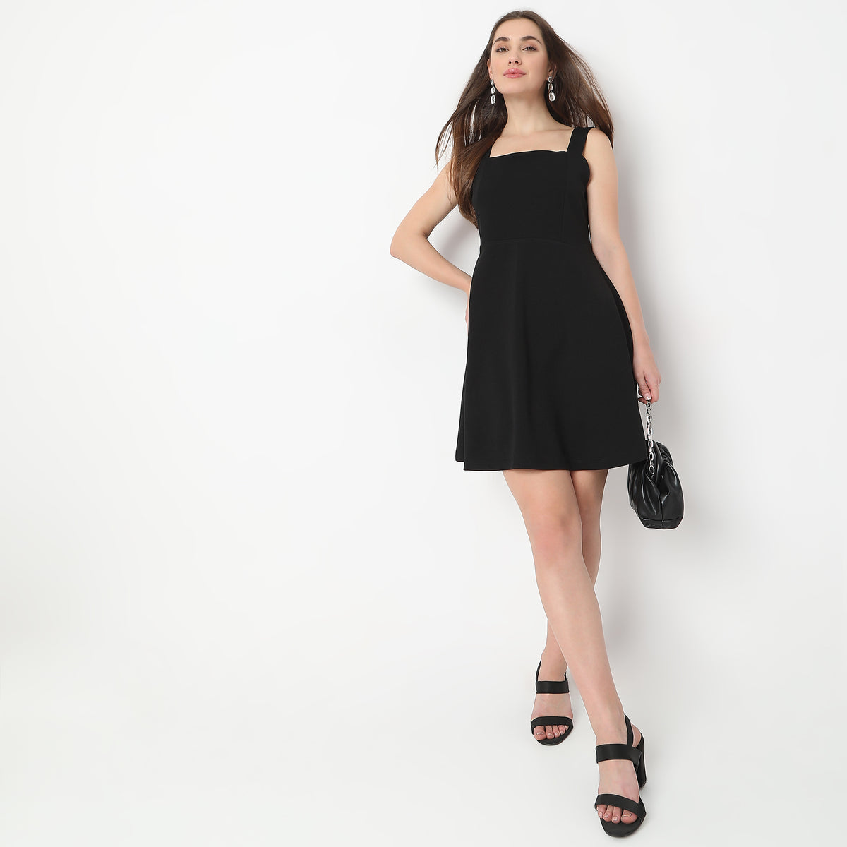 Above Knee Sleeveless Flare Party Dress