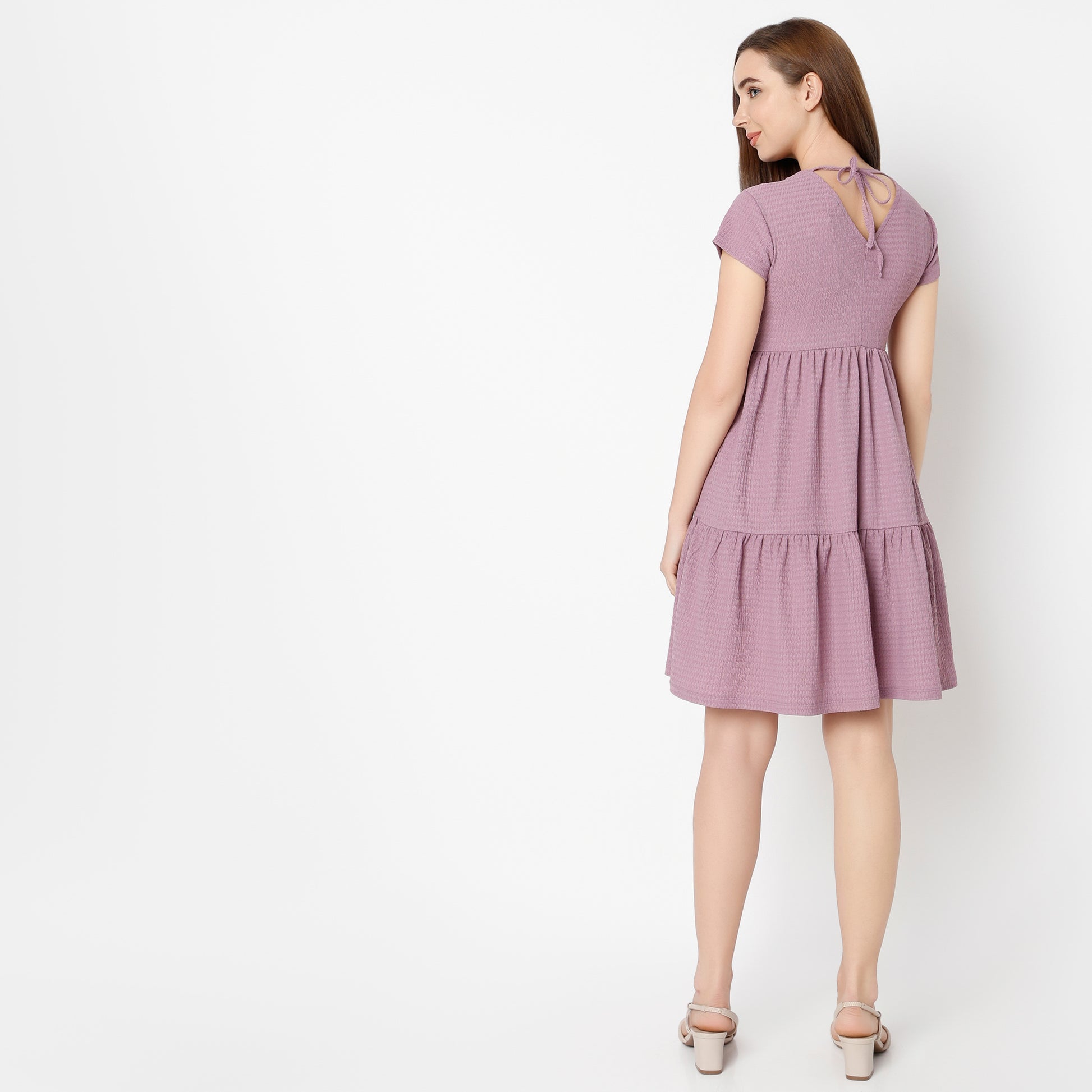 Flare Fit Solid Dress