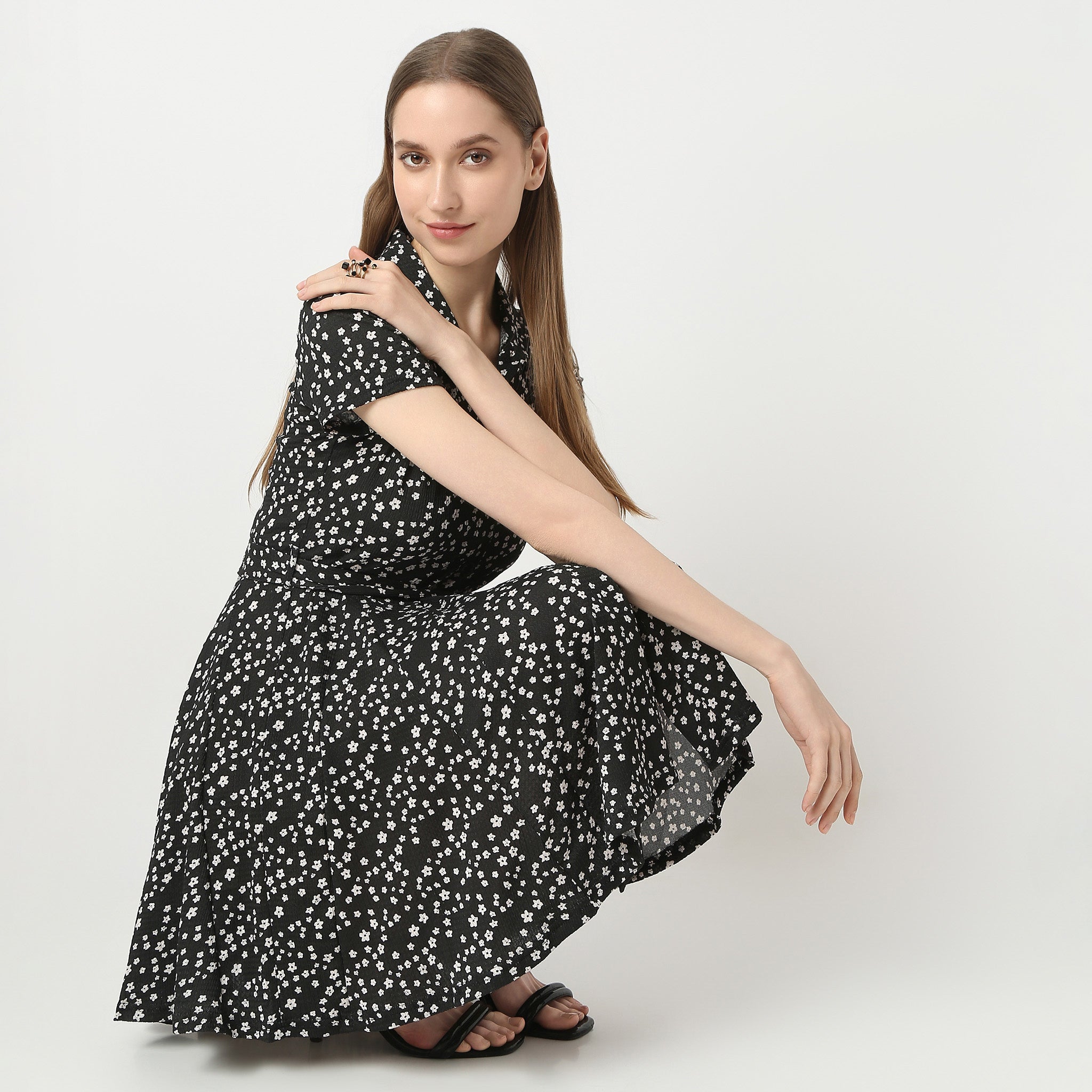 Flare Fit Printed Dress