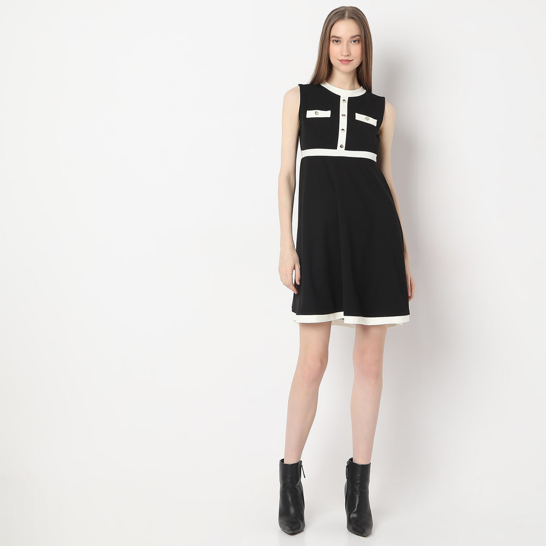 Above Knee Flared Button Betty Dress
