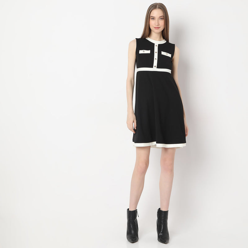 Above Knee Flared Button Betty Dress