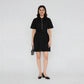 Solid Knee Length Knitted Indigo Pull On Zipper Dress With Belt Look