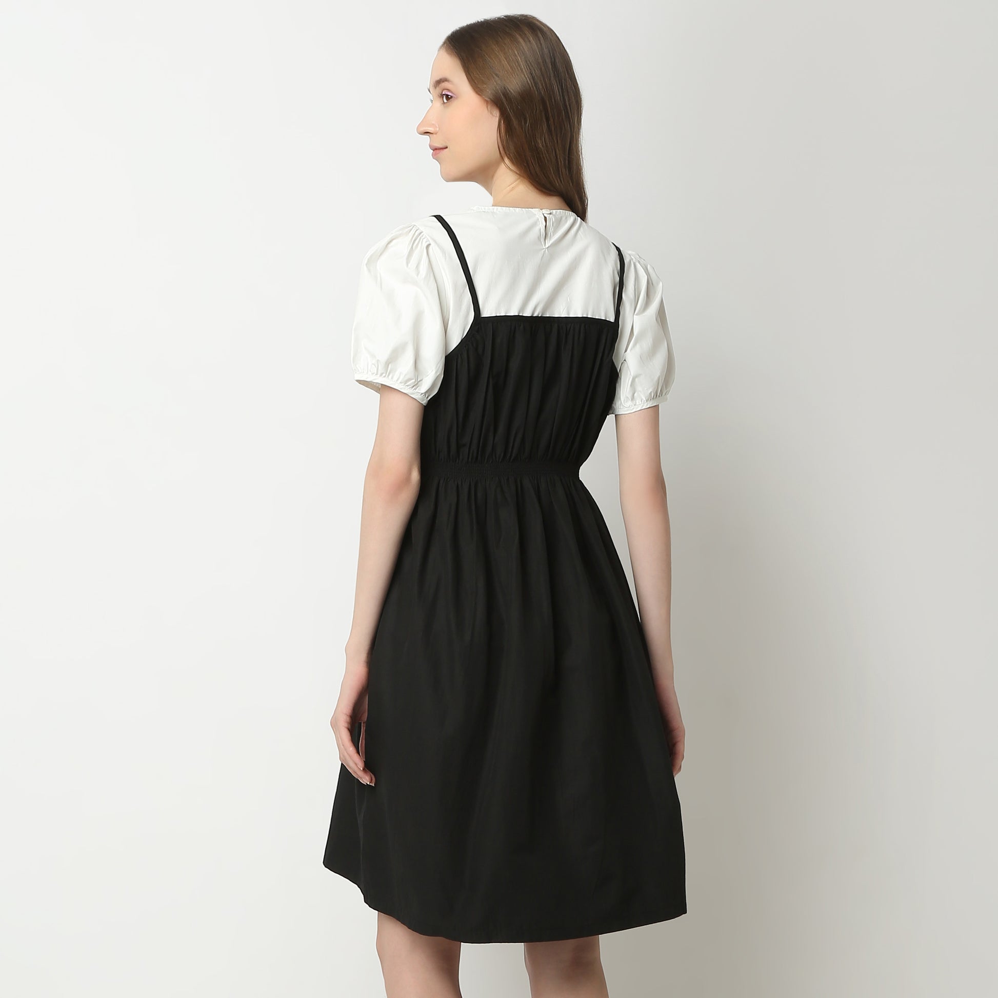 Regular Fit Solid Square Neck Dress